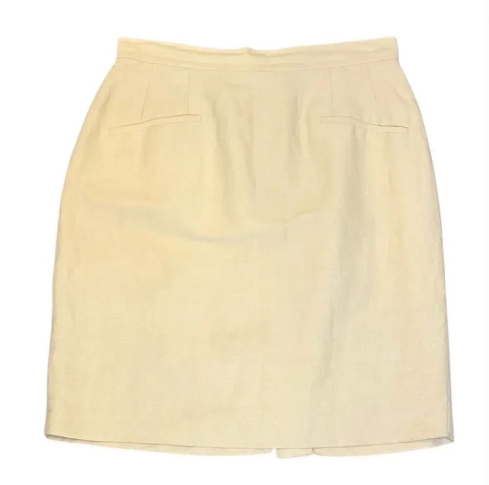 Casual Corner Linen Blend Skirt Sz. 12 Vintage Y2K Lined Knee Length Career - Picture 2 of 8